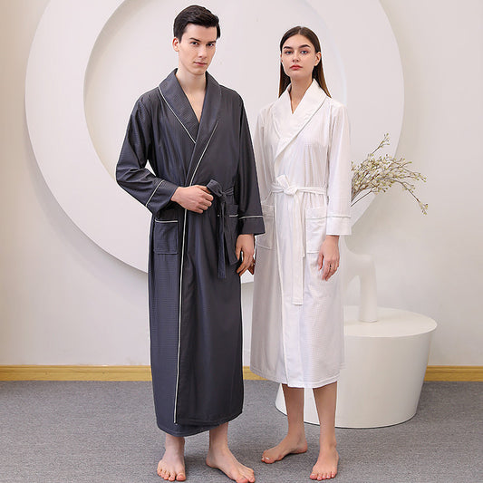 Thin satin bathrobe with quick drying water absorption for couples women's long and plus size yukata for men