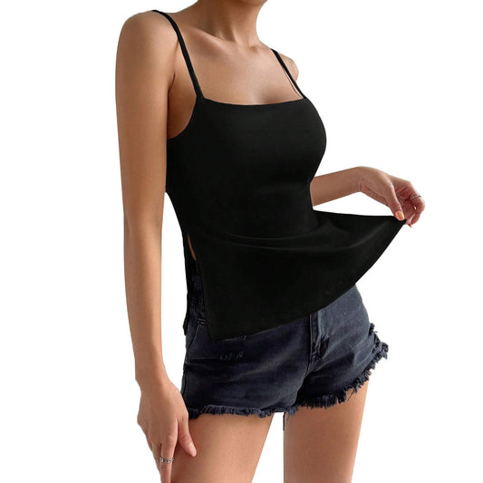 European beauty clothing simple casual T-shirt summer new versatile outerwear suspender top