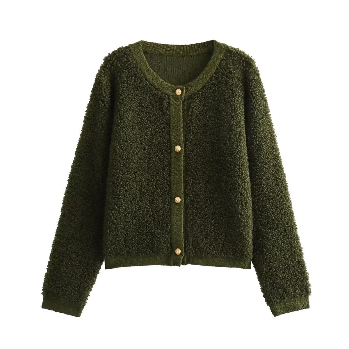 Autumn and winter new women's solid color small fragrance style knitted cardigan short woolen jacket